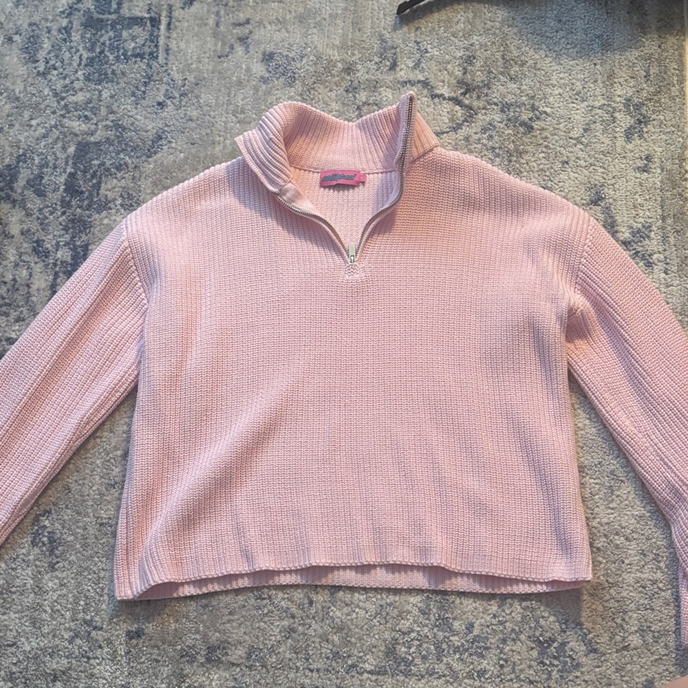 Edikted Pink Quarter-Zip Sweater